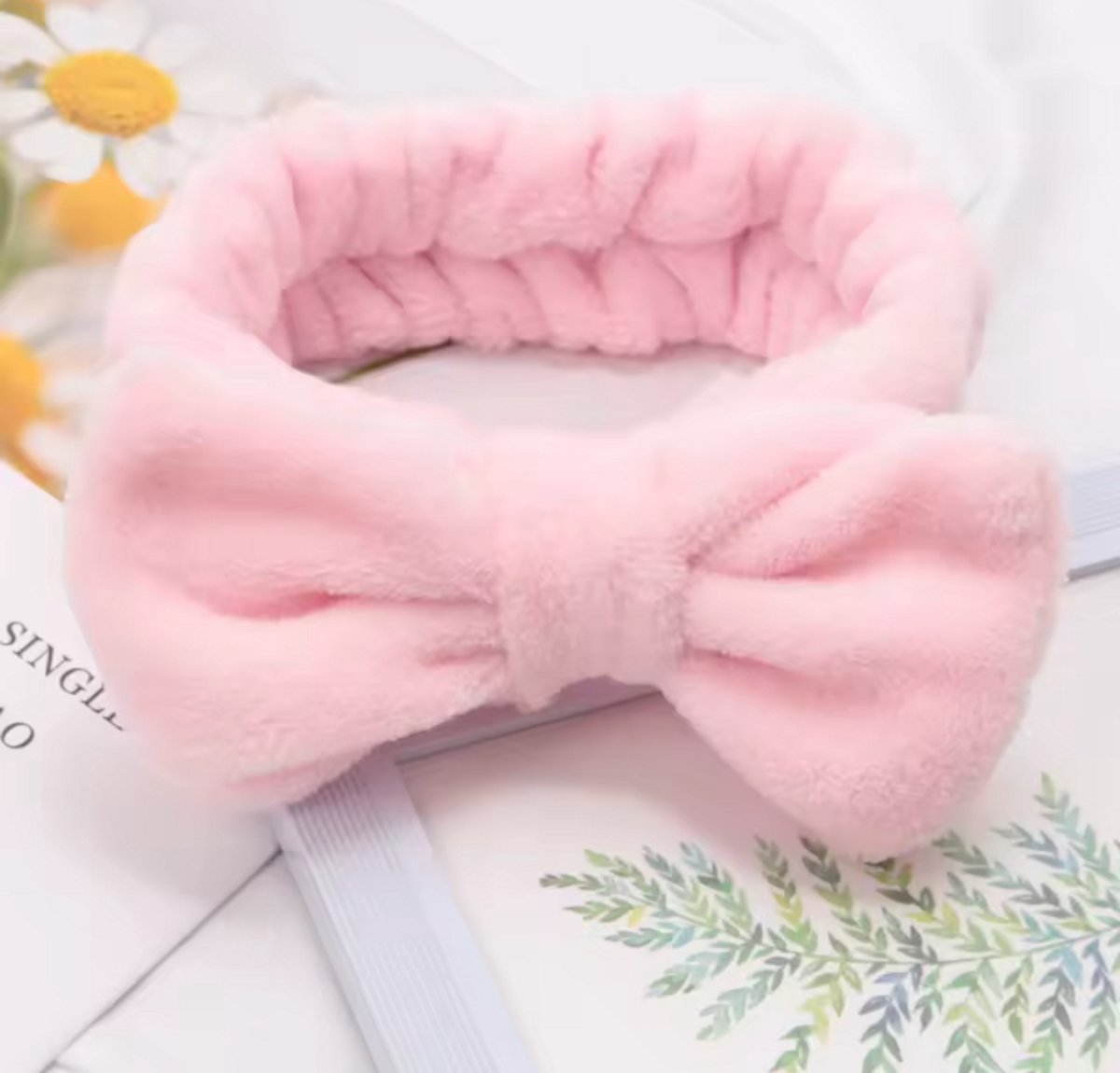 *** 2 stuks Make up hoofdband - Roze met strik - Elastisch en stijlvol - Perfect voor gezichtsverzorging -Elastisch en comfortabel -Heble® ***
