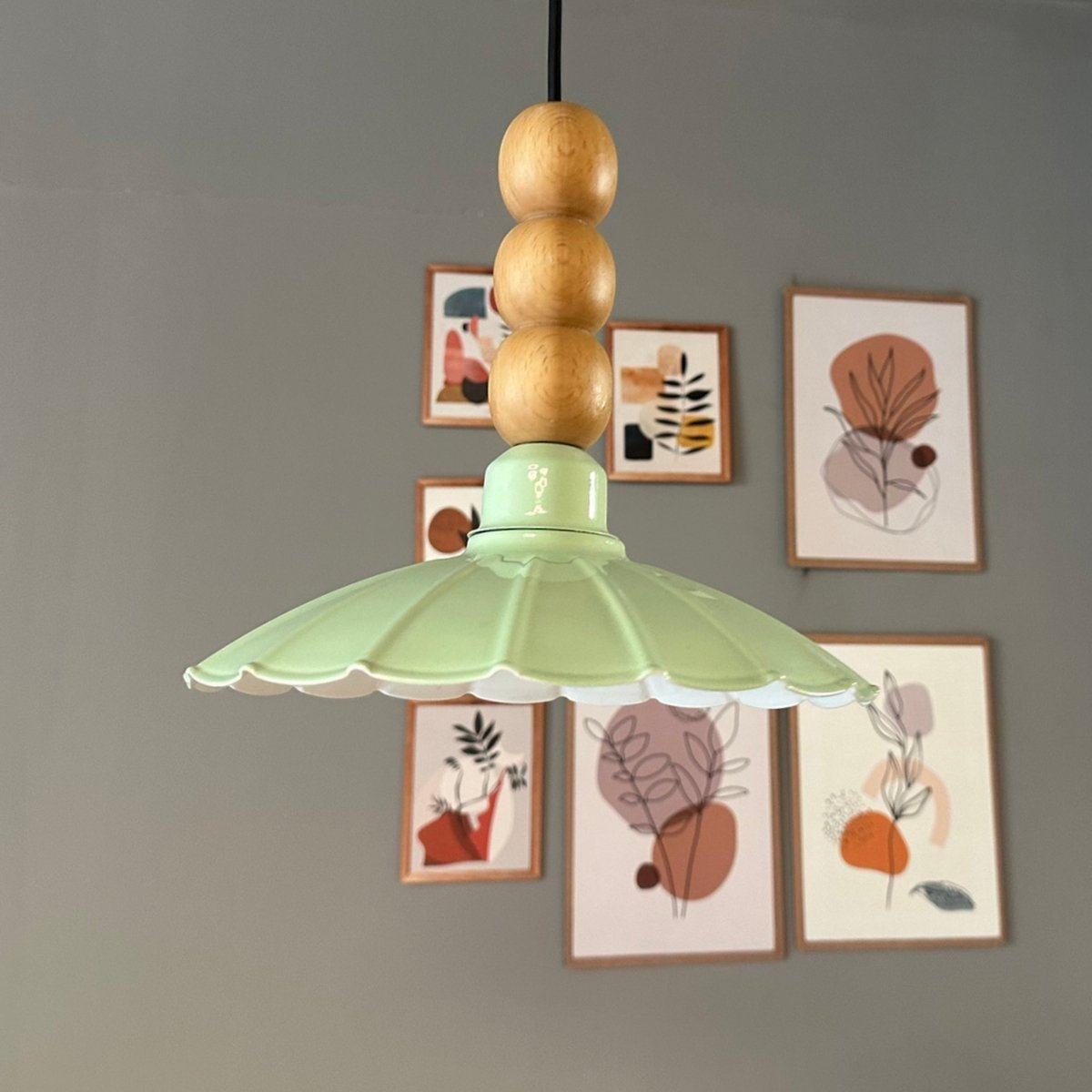 Bamyum Risso hanglamp, industriële Modern stijl, Ø25 cm, groen metalen lamp