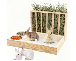 Grote multifunctionele hooiwagen met toilet en hooi-container voor konijnen, cavia's en hamsters, ideaal als grasvoeder en dierenaccessoire