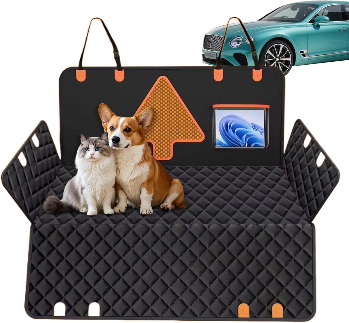 Autohond Hoes Achterbank - Hondenhangmat Auto - Auto Beschermen - Waterdicht Krasbestendig - 137x147cm - Zwart