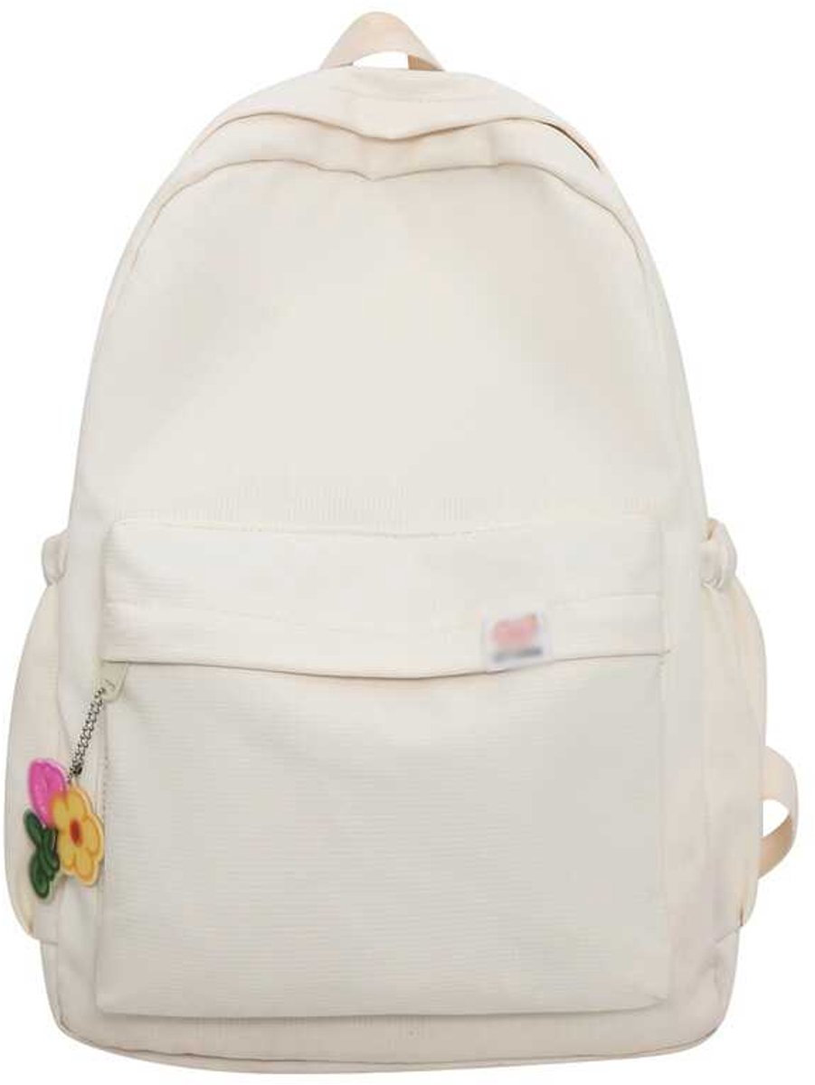 Leuke en esthetisch aantrekkelijke rugzak, eenvoudige effen kleur, kawaii rugzak, reisrugzak voor laptop (wit)