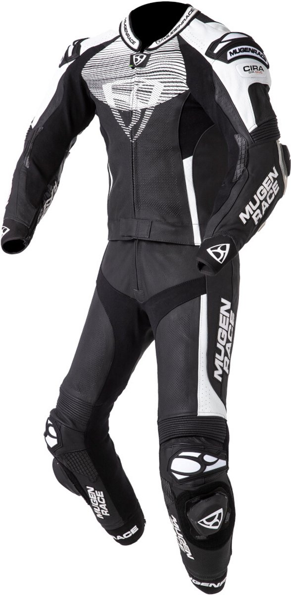 MUGENRACE Cira-SR Dames Zwart Wit Geperforeerd 2-Delig Motorpak - Racepak