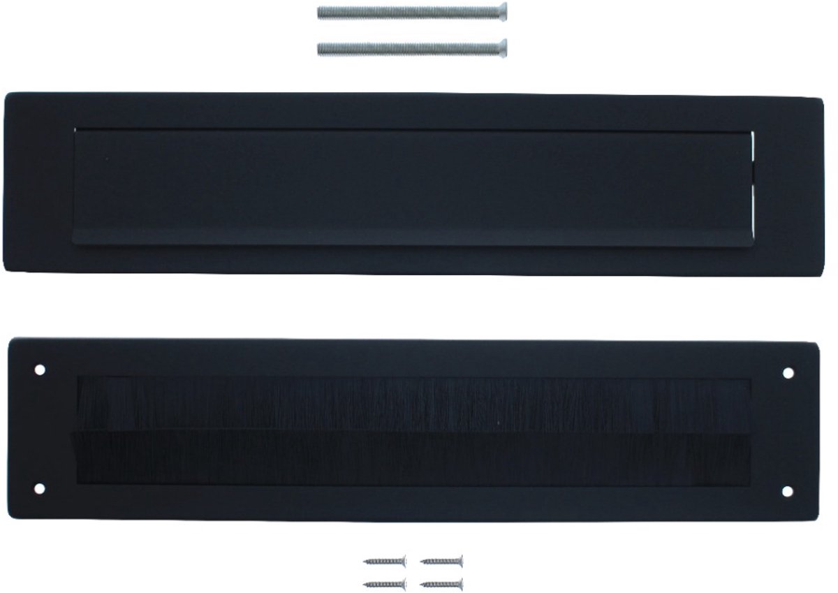 Intersteel Set briefplaat en tochtwering rechthoekig structuur zwart