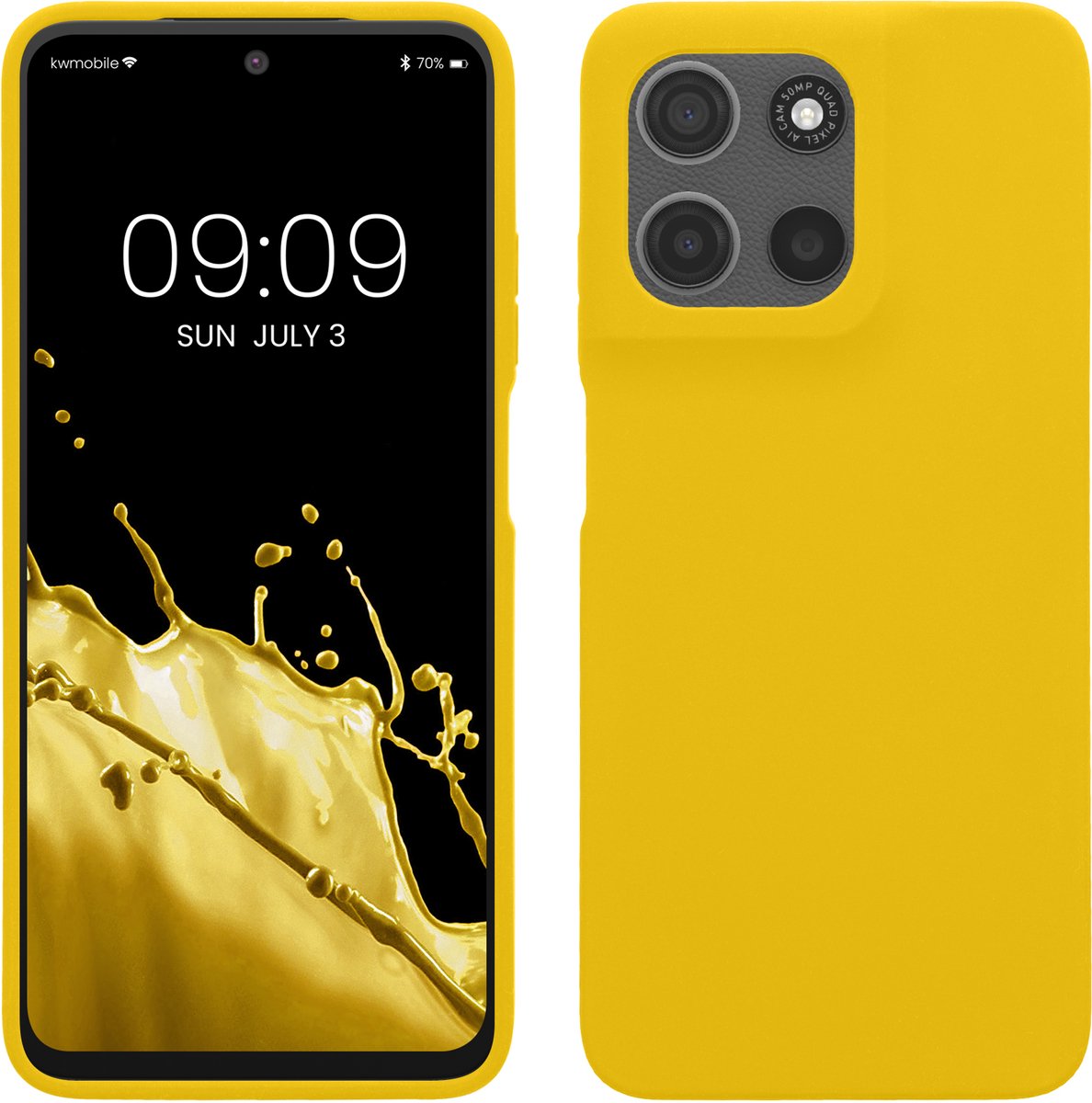 kwmobile telefoonhoesje geschikt voor Motorola Moto G15 / G15 Power/ G17 / G17 Power - Hoesje met siliconen coating - Smartphone case in stralend geel