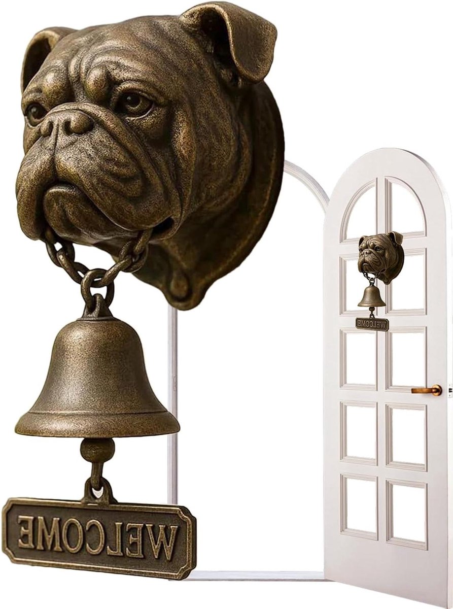 Honden Vormige Deurbel - Hond Bel - Gastvrij Onthalen - Fijn Vervaardigde Hondenkop - 1 Stuks - Brons