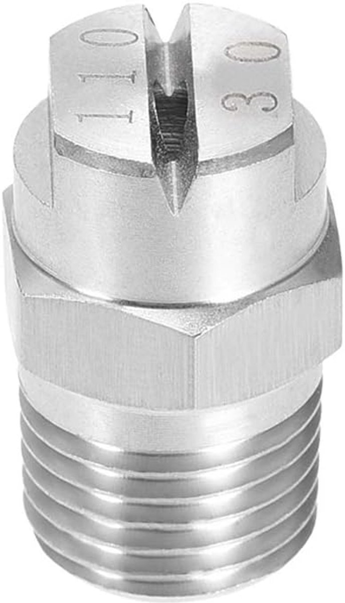 SnelShoppen - Flat Jet Nozzle Tip - 304 RVS Spuitmond 1/4BSPT Mannetje - 110 Graden, 3.60mm Opening voor Tuin en Keuken