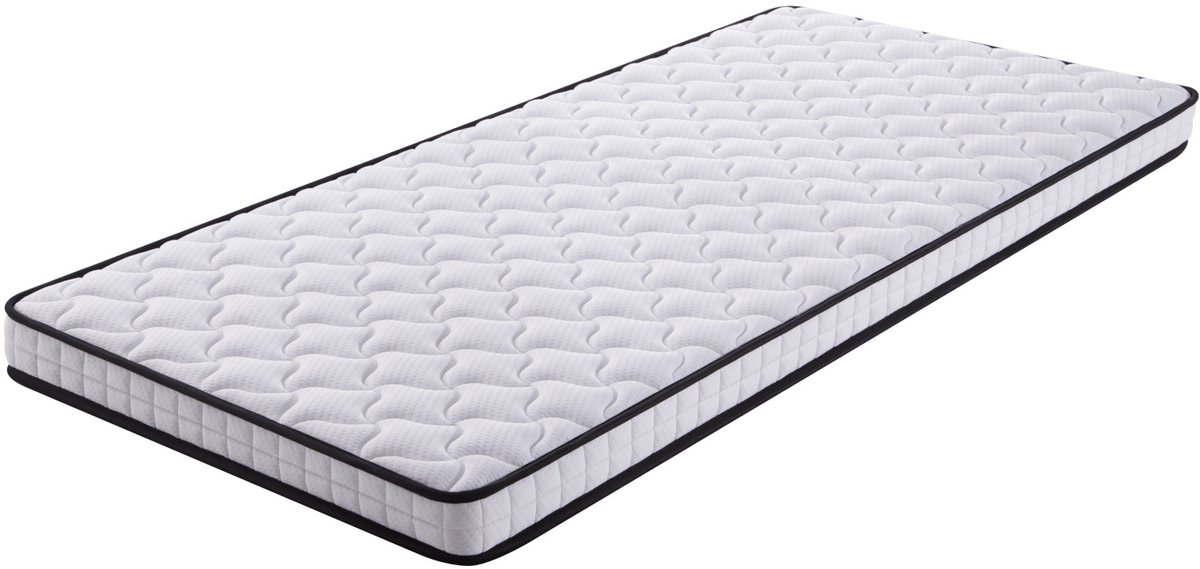 FloraGrace Matras 90 x 200 cm - Binnenveringmatras met Ergonomische Lendensteun - Stevig - 10 cm - Wit - Zonder Matras