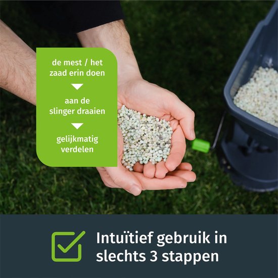 turbogrün Handstrooier - Strooier - Voor meststof en graszaad - Geschikt voor alle granulaten - Zeer gelijkmatig strooibeeld — afbeelding 3