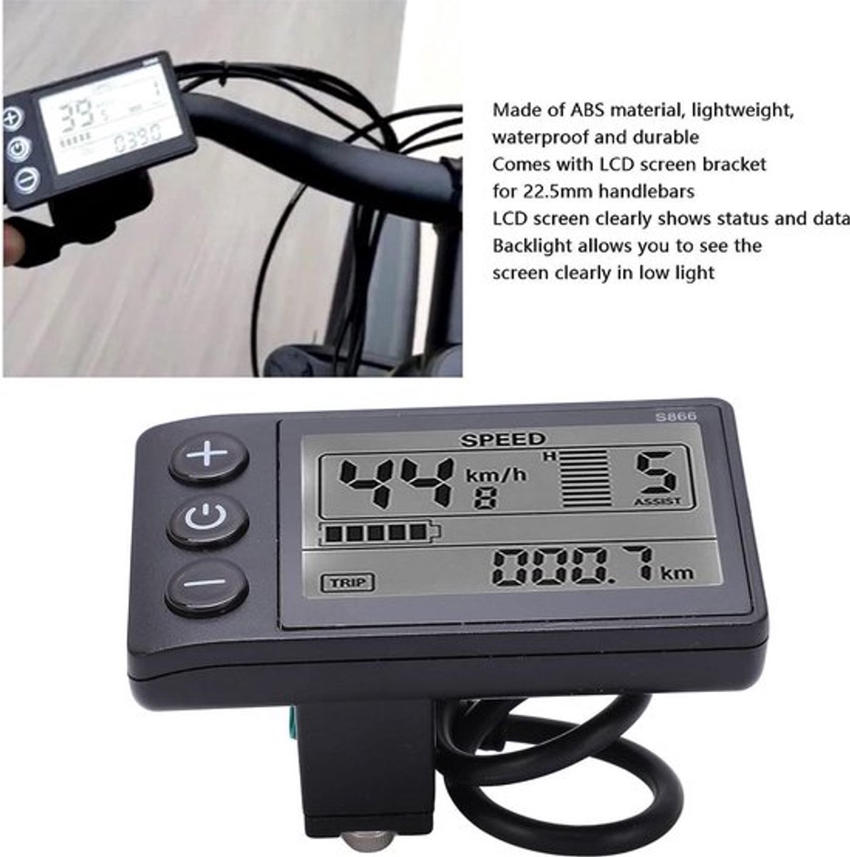 Bedieningspaneel Elektrische Fiets S866 Lcd-scherm S900 Display Multi-Informatie Meter 24V 36V 48V - Waterdichte Stekker
