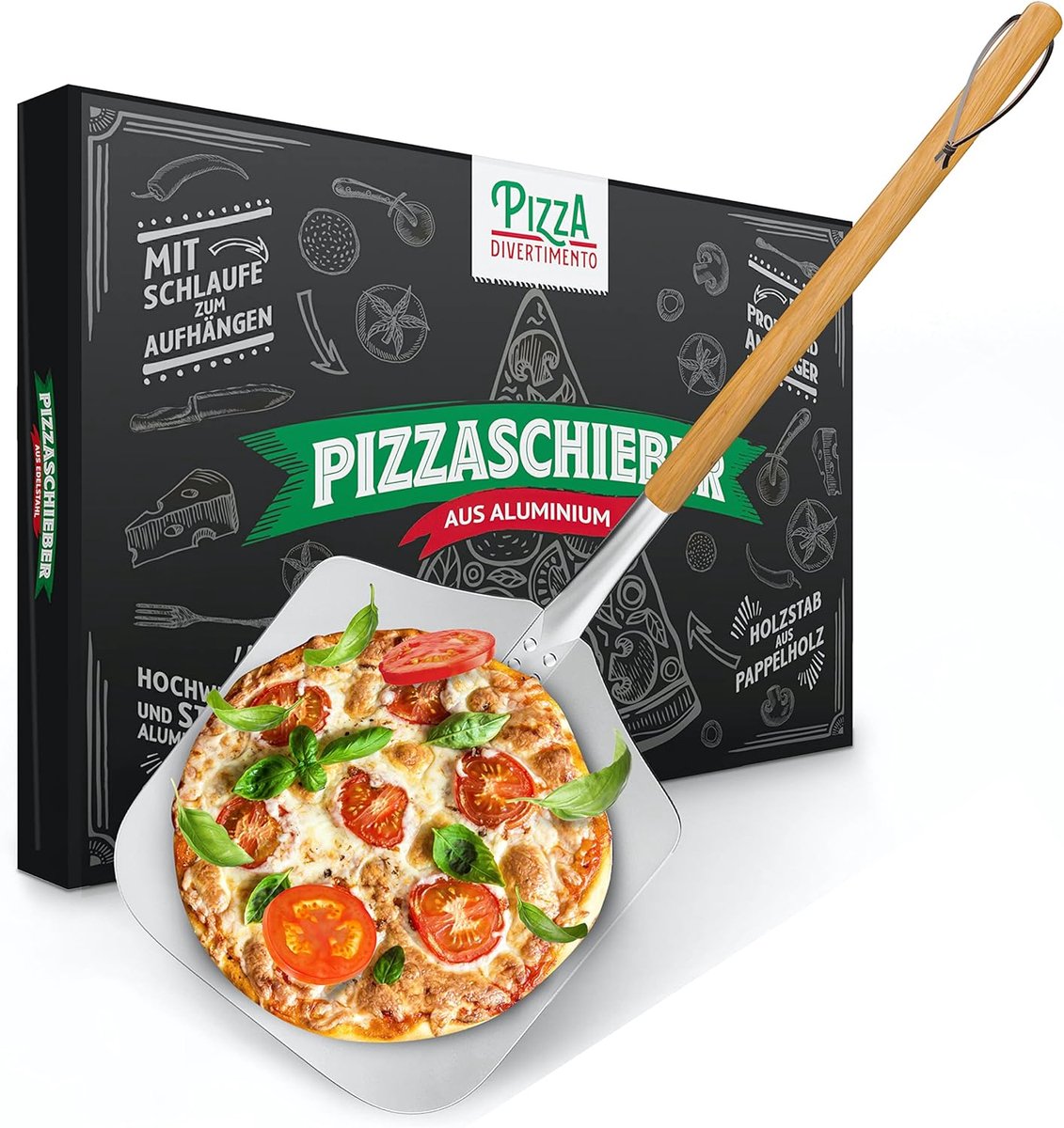 SnelShoppen - Pizzaschep voor Pizza Oven en BBQ - Roestvrij Aluminium Pizzaschep 83 cm - Praktisch en Stevig met Schroefdraad - Afgeronde Hoeken voor