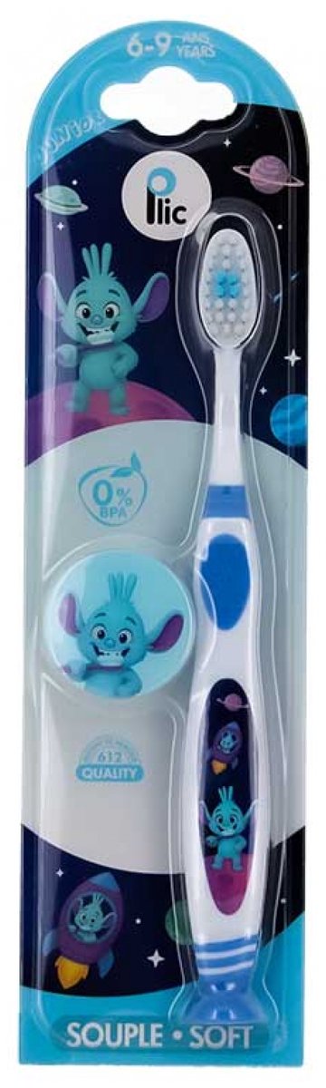 Plic Dental Junior Zachte Tandenborstel voor Kinderen 6-9 Jaar (Kleur : Blauw)