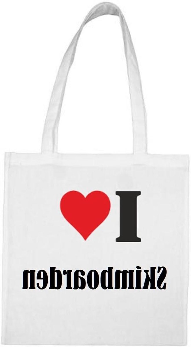I Love Skimboarding Tas - Draagtas Gymtas - Dagelijks Gebruik - 100% Katoen - 38x42cm - Wit