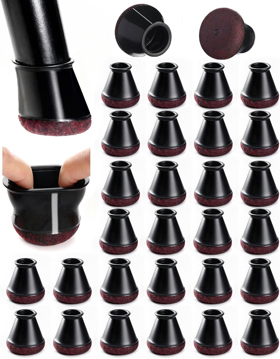 Stoelpoot Beschermers – Stoelpootdoppen - Met Vilten Pads - Anti Kras & Geluiddempend - Antislip - Voor Stoelen, Tafels, Meubels - Maat S - 32stuks