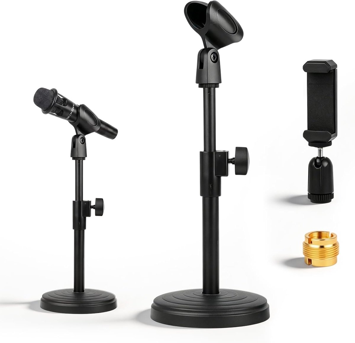 SnelShoppen - Microfoonstandaard, Microfoonhouder, Verstelbare Microfoonstandaard 26-36 cm, Robuuste Microfoonstandaard met 5/8 inch naar 3/8 inch Plu