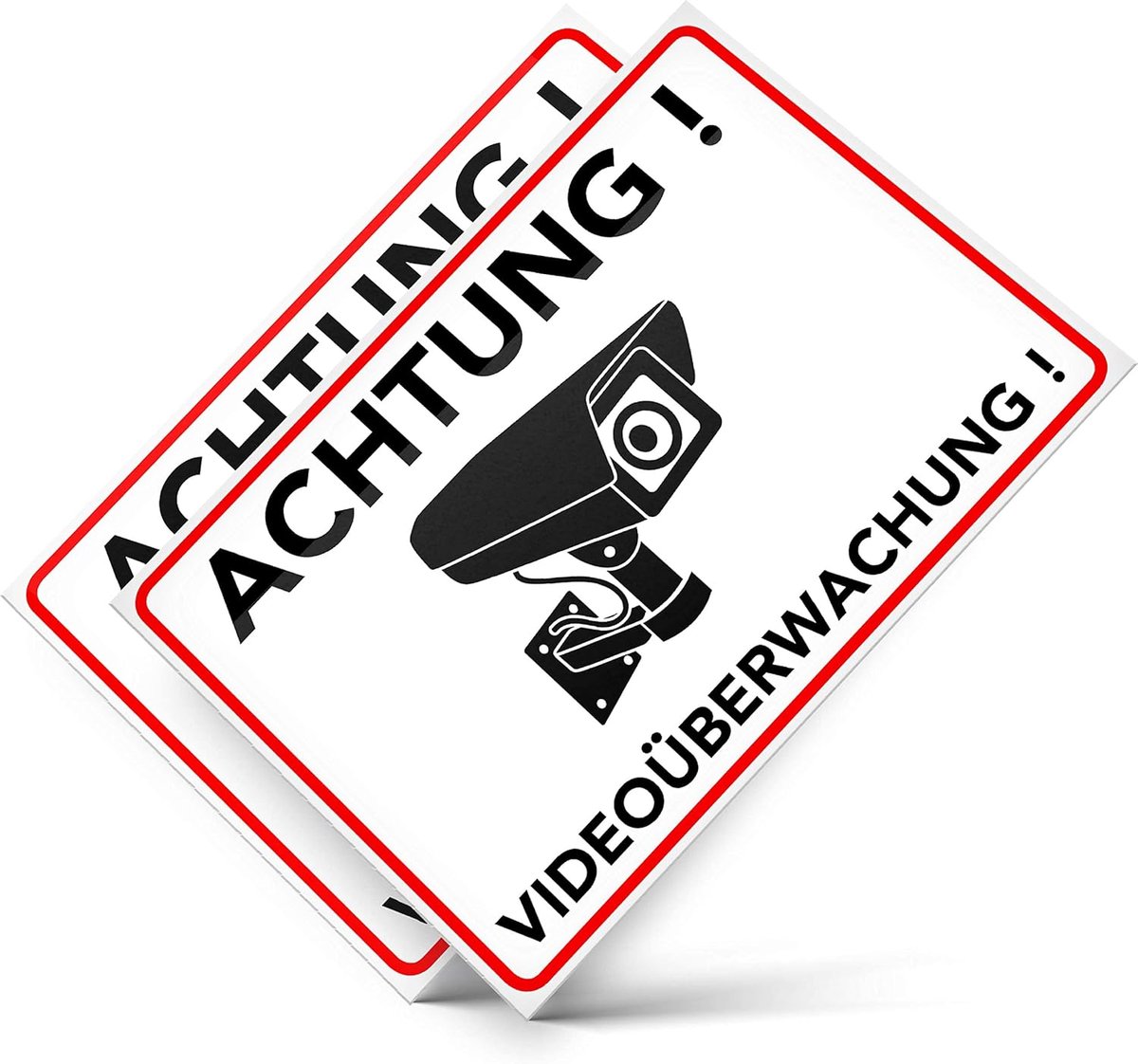 SnelShoppen - Attention Video Surveillance Sticker - Beveiligingscamera Waarschuwingsstickers - UV Bestendig - Weerbestendig - 14.8 cm x 10.5 cm - 2 S