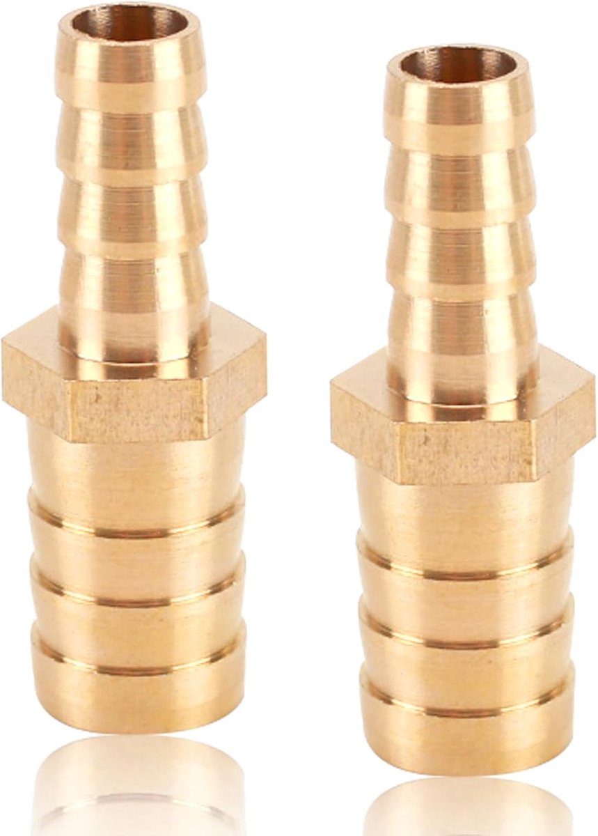 SnelShoppen - 2 Stuks Messing Slangkoppelingen, 12mm x 8mm, Messing Barb, Slangkoppeling, Adapter, Rechte Slangkoppeling voor Waterleiding en Olieleid