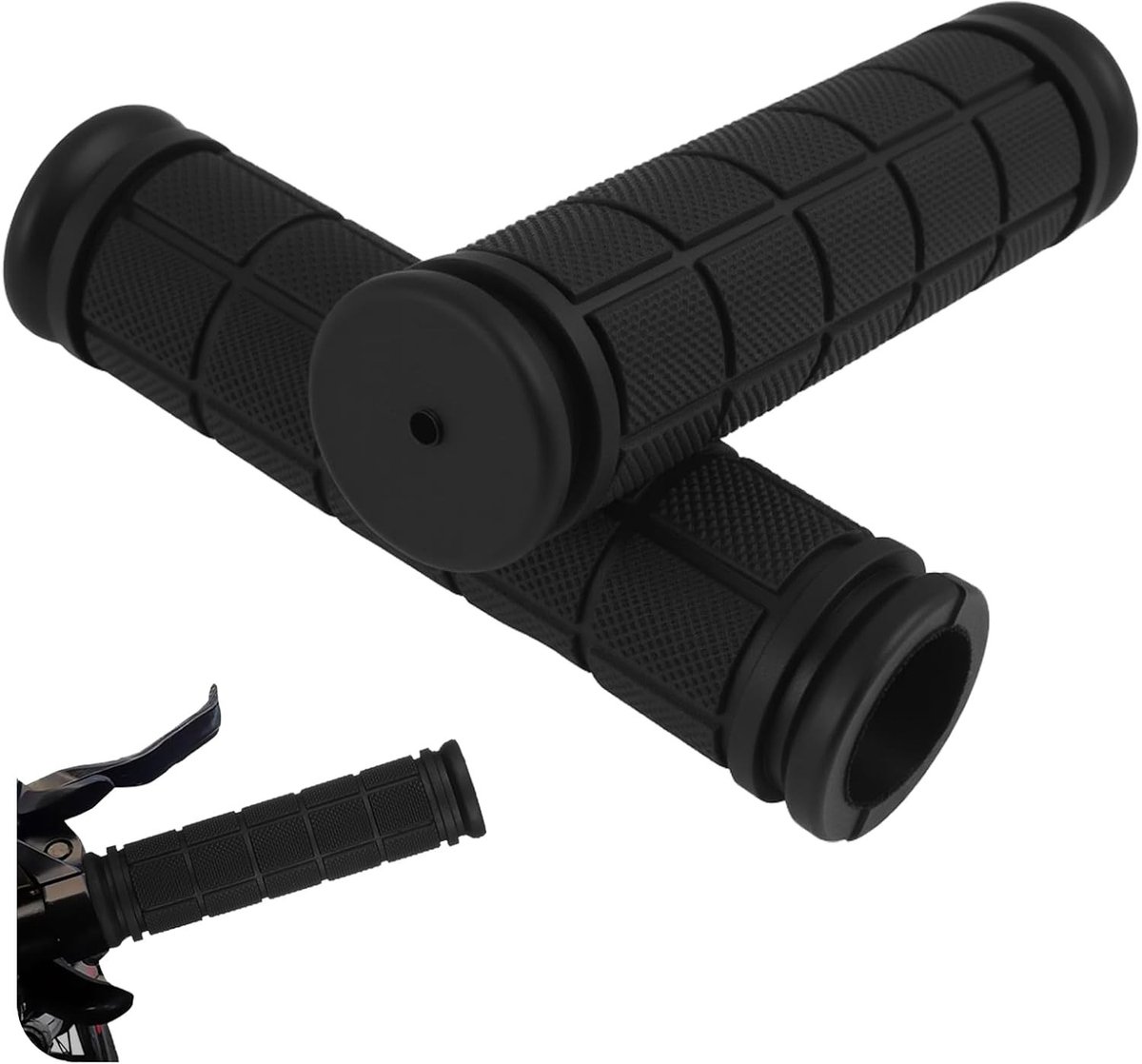 Ergonomische antislip fietshandgrepen van zacht rubber, 22 mm, ideaal voor mountainbike, kinderfiets en scooter met extra handcomfort en schokdemping - 2 stuks