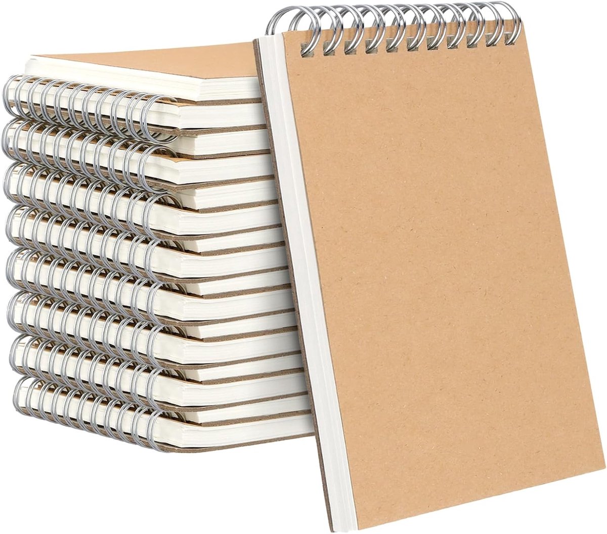 SnelShoppen - Notitieblok A6 Gelinieerd 80 Vel 14,5 x 10,2 cm Bruin Ringband Spiral Notitieboek voor Kantoor Thuis 80g Papier
