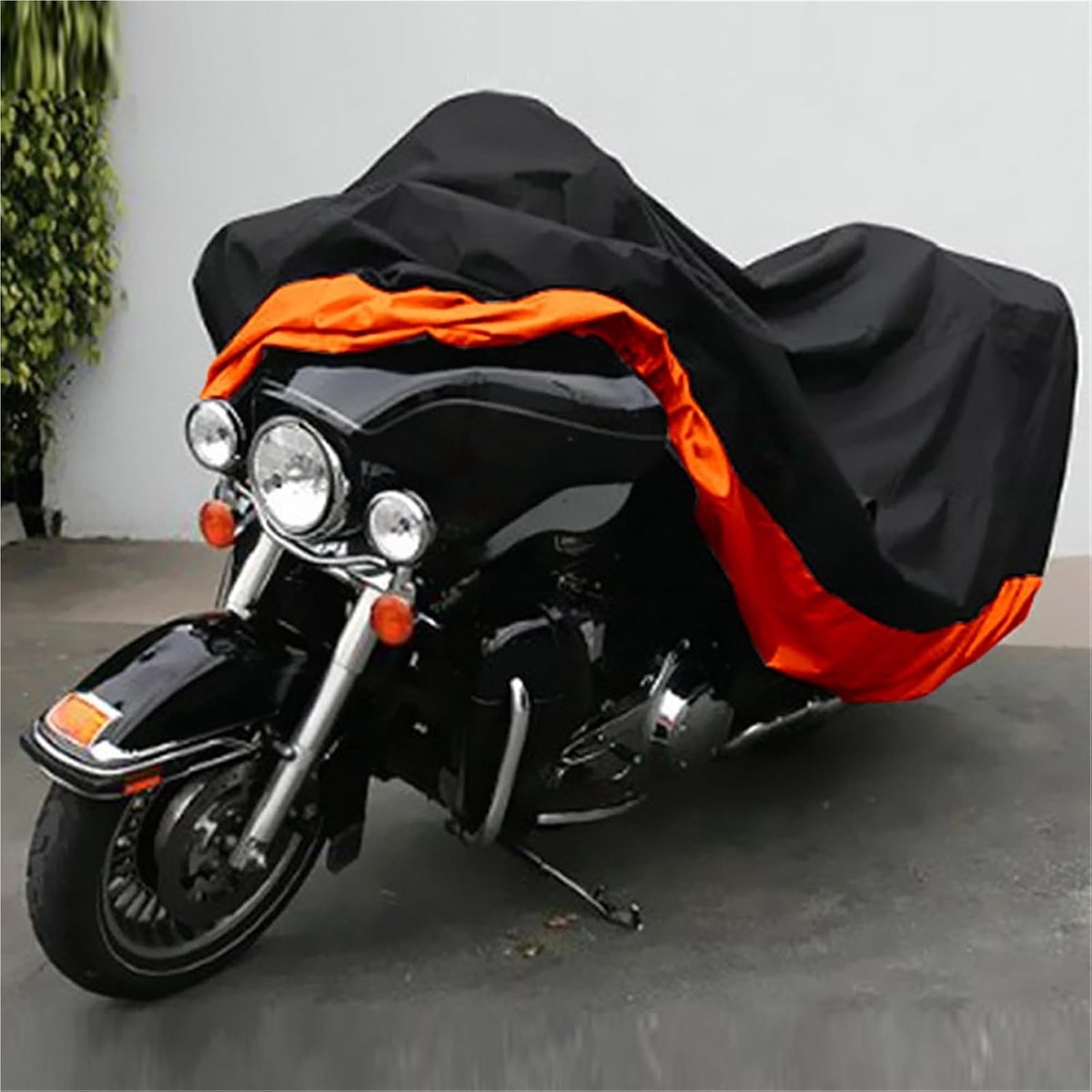 Waterdichte Motorhoes - Motorfiets Cover Beschermhoes - Motor Beschermen - Verstelbare Gespriemen - XXXL-295 x 110 x 140 cm - Zwart/Oranje – foto 2
