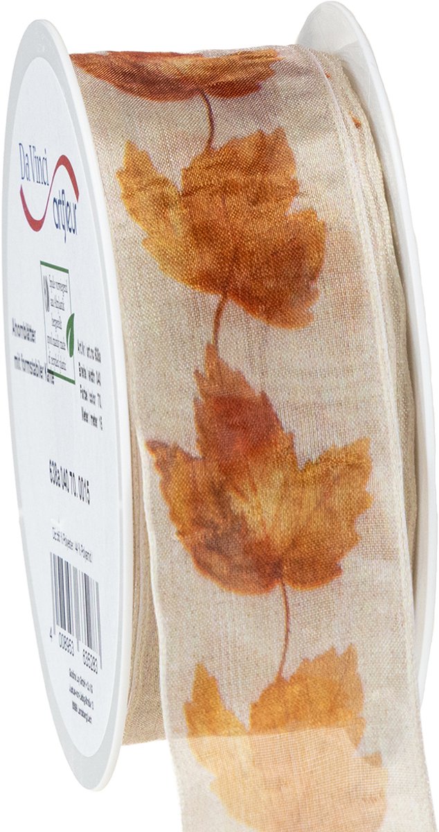 Cadeaulint zelfkantlint herfst esdoornbladeren 40mm 15m