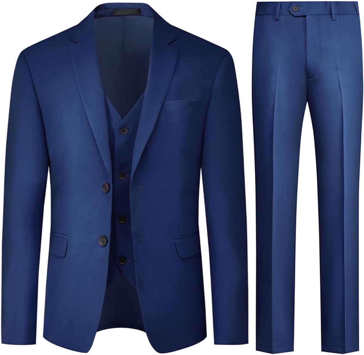 Herenpak, stretch, slim fit, 3-delig bruiloftspak, compleet pak