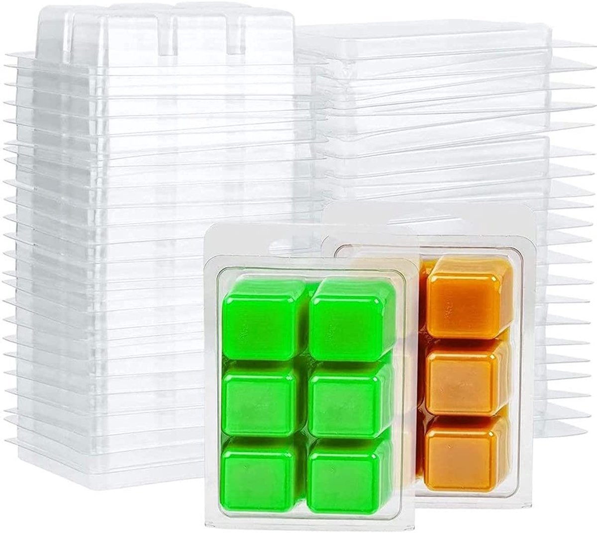 25 verpakkingen wax melt clamshells vormen vierkant, 6 holle ruimte
