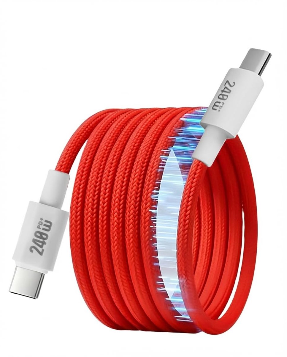 Krachtige 240W USB C Magnetische Kabel 1m - Snelle Oplading PD 5A, QC 4.0, Gevlochten Dataoverdracht voor iPhone, Samsung en MacBook