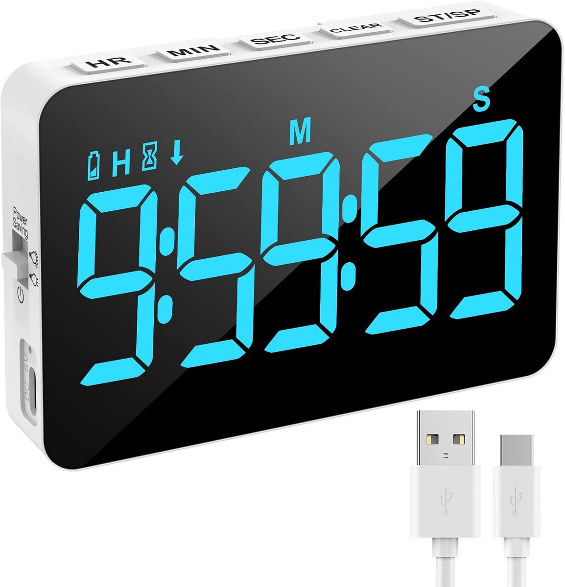 Digitale keukentimer, met 5 inch led-display, instelbare helderheid