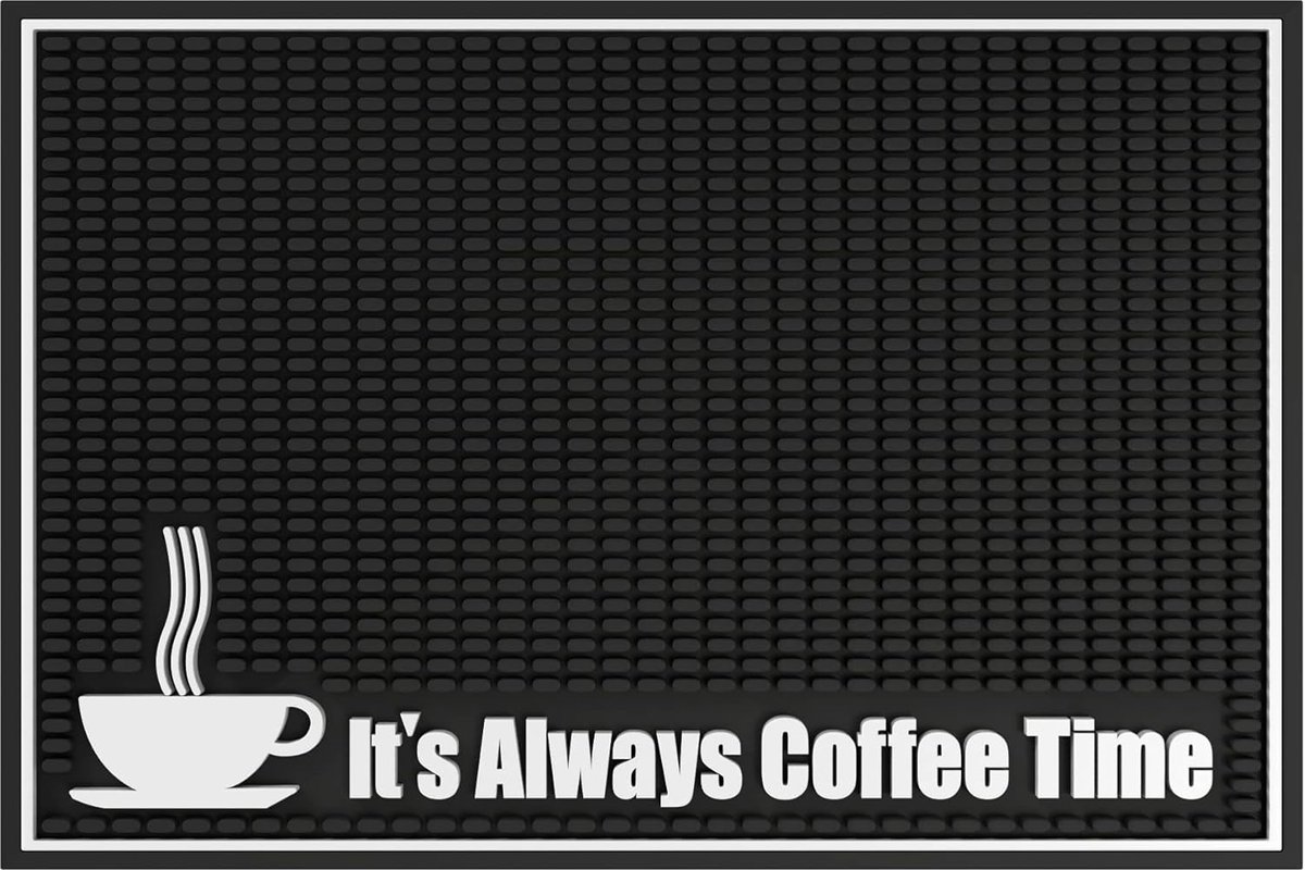 & Chaser Premium koffiebarmat 18 "x 12". 1 cm dikke duurzame en stijlvolle barmat voor morsen. servicemat voor bars, restaurants en aanrechtblad droogmat, glazen droogmat (zwart)