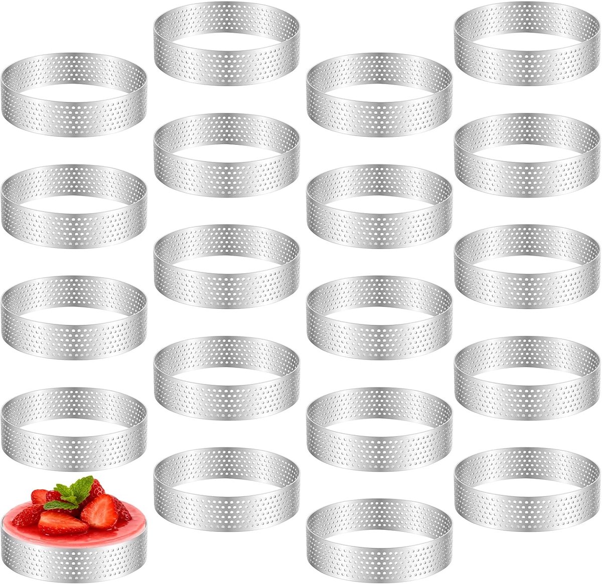 20 stuks mousse tartelette vormpjes, roestvrij staal, mousse ringen