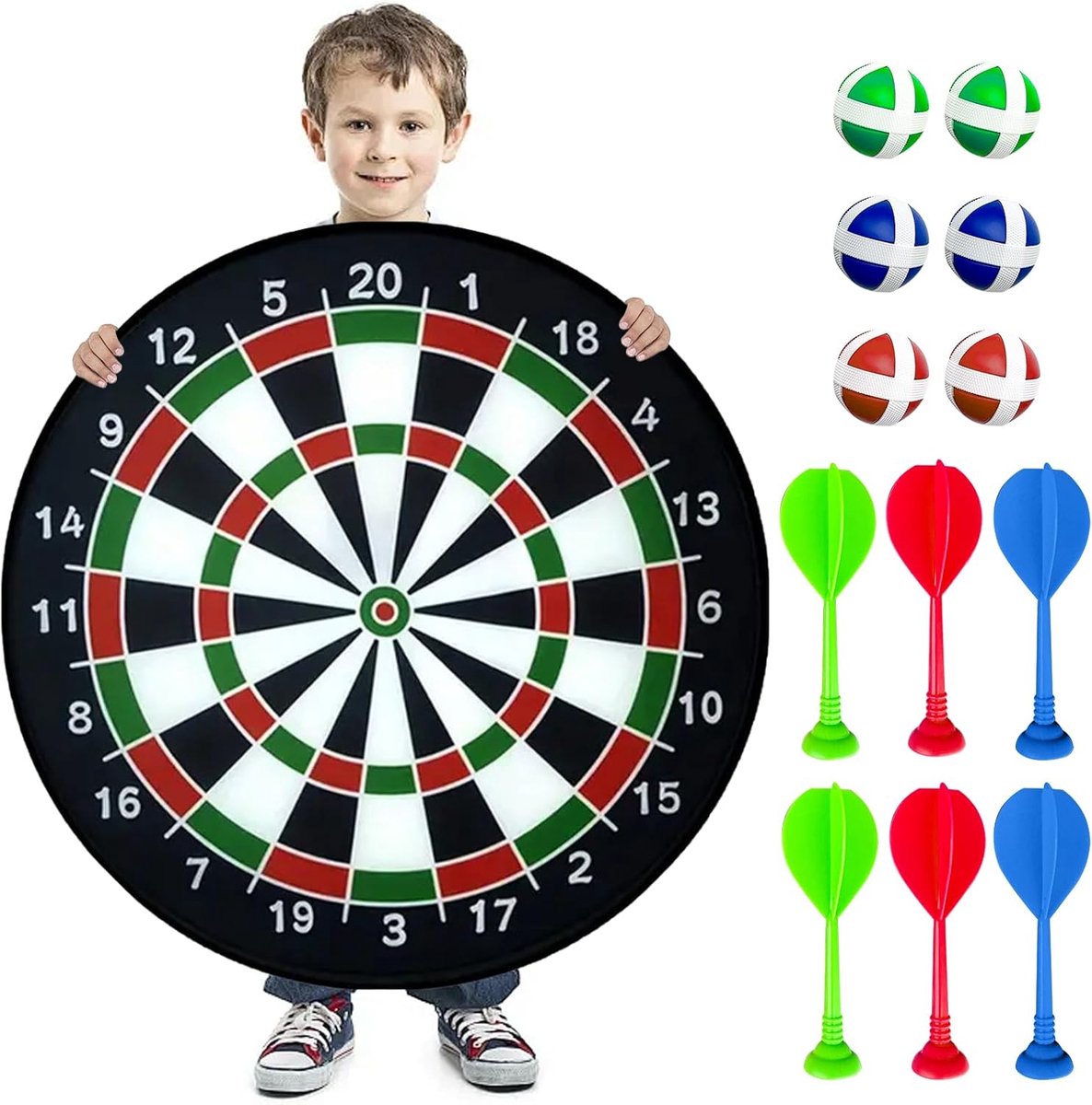 26"/66cm Dartbord speelgoed opvouwbaar met 6 ballen, 6 darts, werpspel, indoor/outdoor sportplezier feestcadeau voor kinderen 4 5 6 7 8 9 10 jaar jongens meisjes
