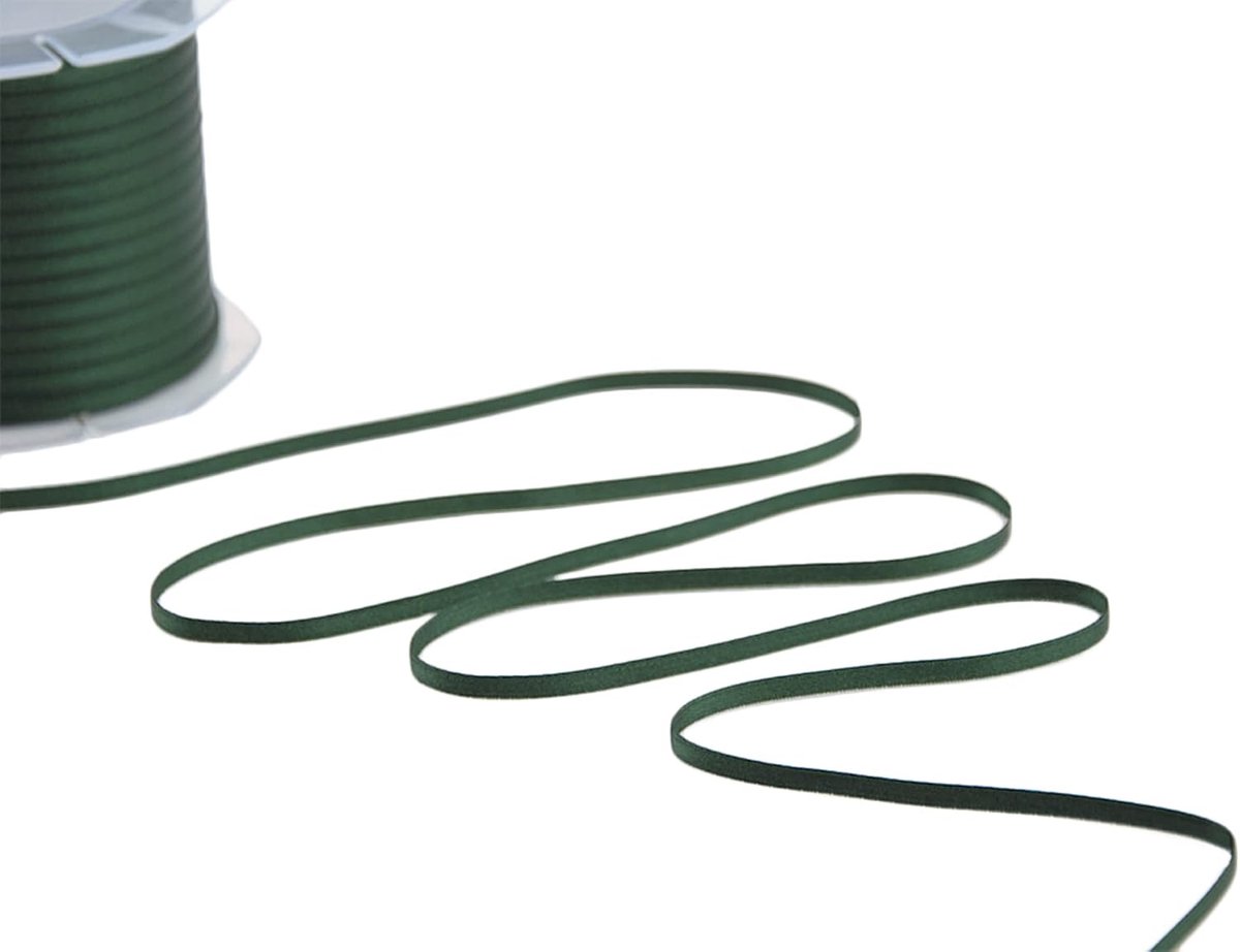 Dubbel satijnen lint, Italiaanse stof - bosgroen, 3 mm x 50 m