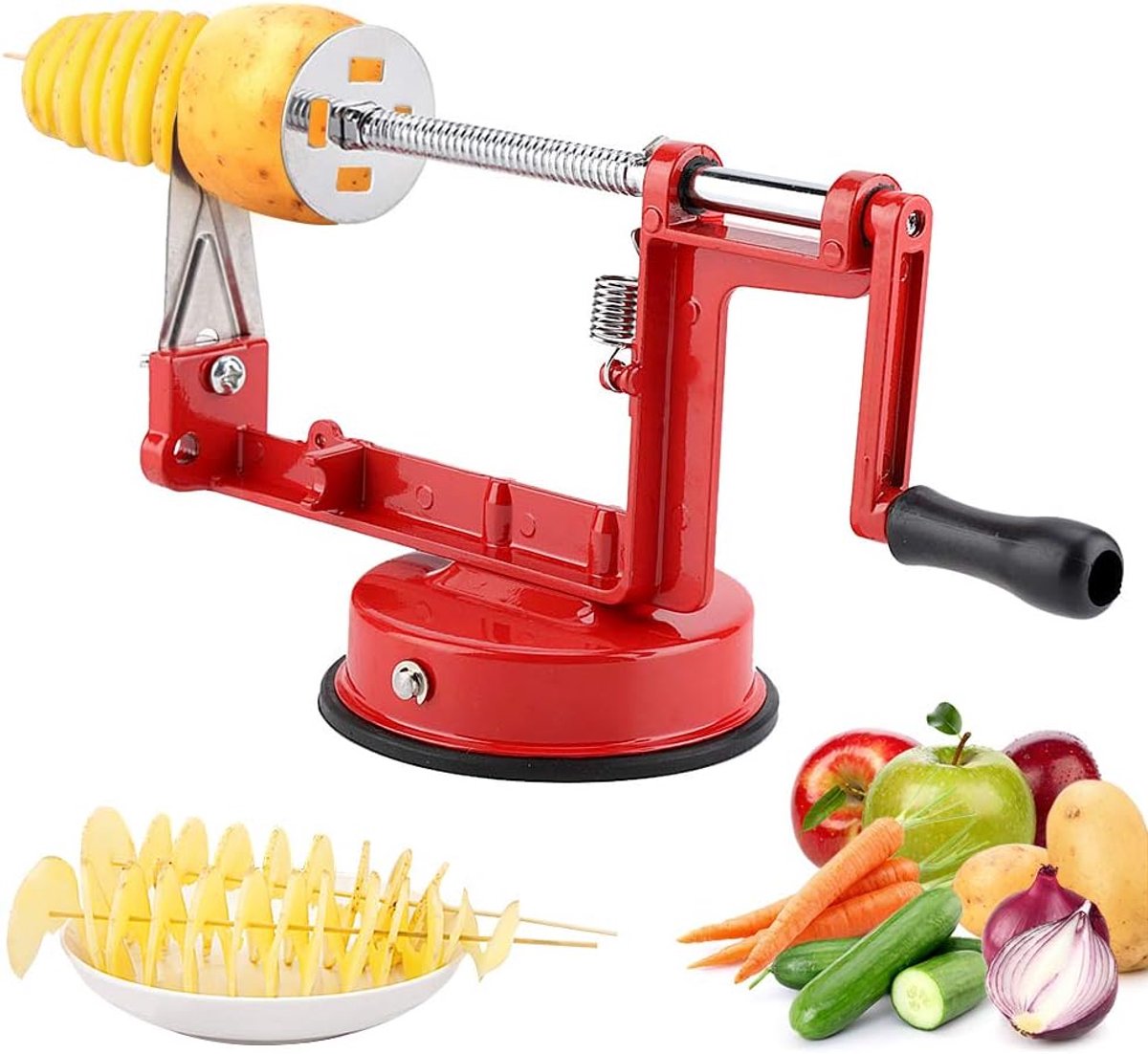 Aardappel Twister, Spiraal Aardappelsnijder, Handmatige Spiraal Aardappelsnijmachine, Roestvrijstalen Snijmachine voor Fruit, Aardappelen, Tornado Chips, Komkommer, Wortelen