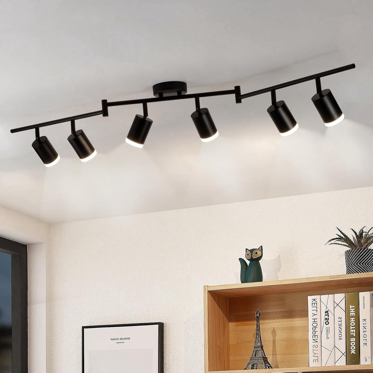 LED Plafondlamp 6 Vlam, Moderne LED Plafondlamp Spot Zwart, Plafondlamp Spot Draaibaar, Metalen Plafondspot GU10 voor Hal Keuken Slaapkamer Woonkamer (Zonder Lamp)