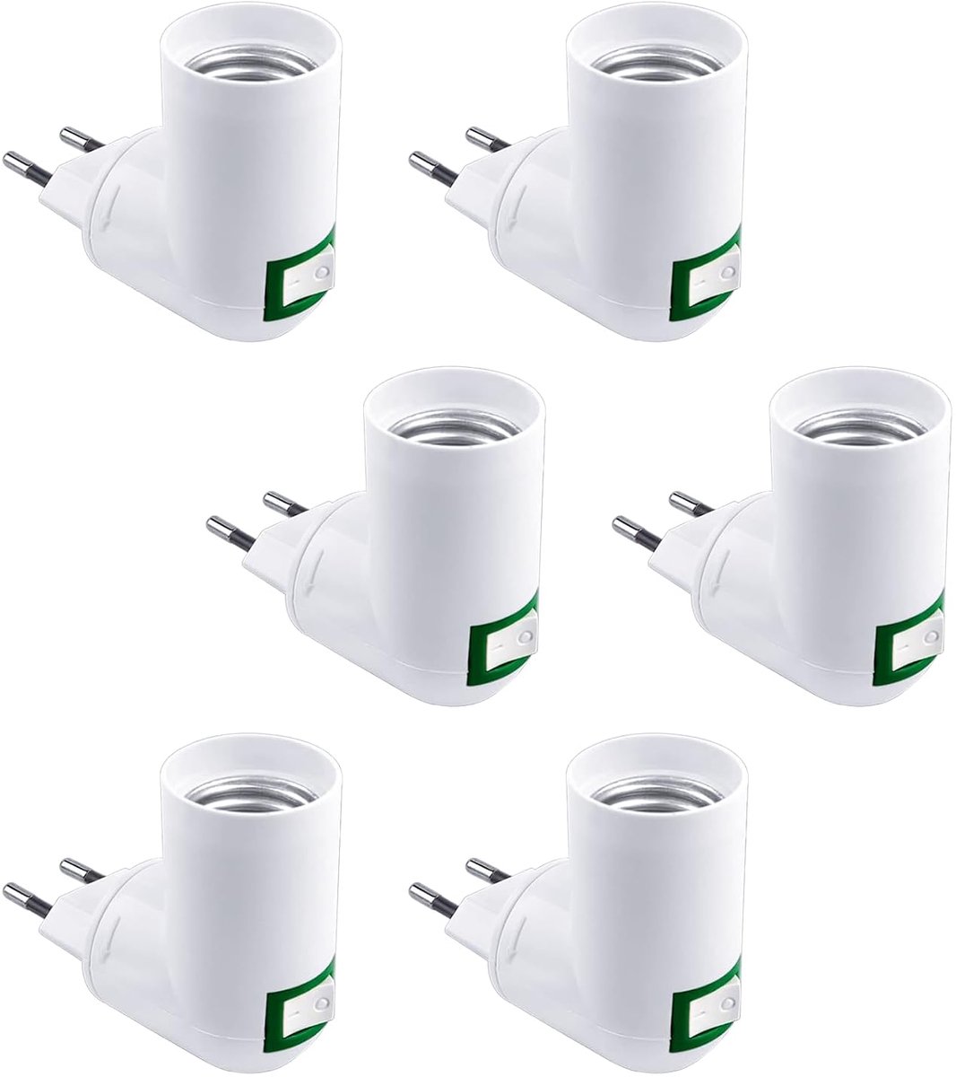 6 stuks E27 lampfitting, stopcontact met schakelaar, 180 graden draaibaar, instelbare lamphouder, EU-stekker, stekkerlamp voor keukenlamp, wandlamp, lamp, led