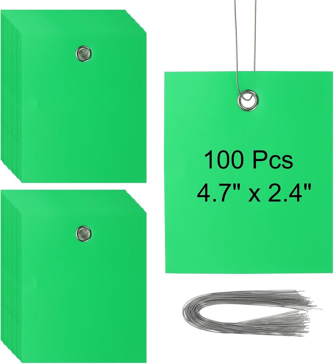 Plastic verzendlabels met draad 3 1/2 "x 2 4/5", 100 stuks blanco waterdichte hangtags met draden label tags voor etikettering markeren auto-onderdelen bagage, groen