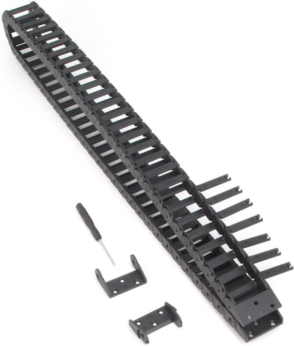 10x30mm sleepkettinglengte 1 meter open zwarte kunststof flexibele kabeldrager R18 met 1 kit eindverbinders voor 3D-printers en CNC-machines