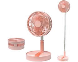 Wclavion-Opvouwbare Staande Ventilator Met Afstandsbediening – Draadloos – Oplaadbaar – In Hoogte Verstelbaar – 4 Snelheden – 7200 mAh – Roze