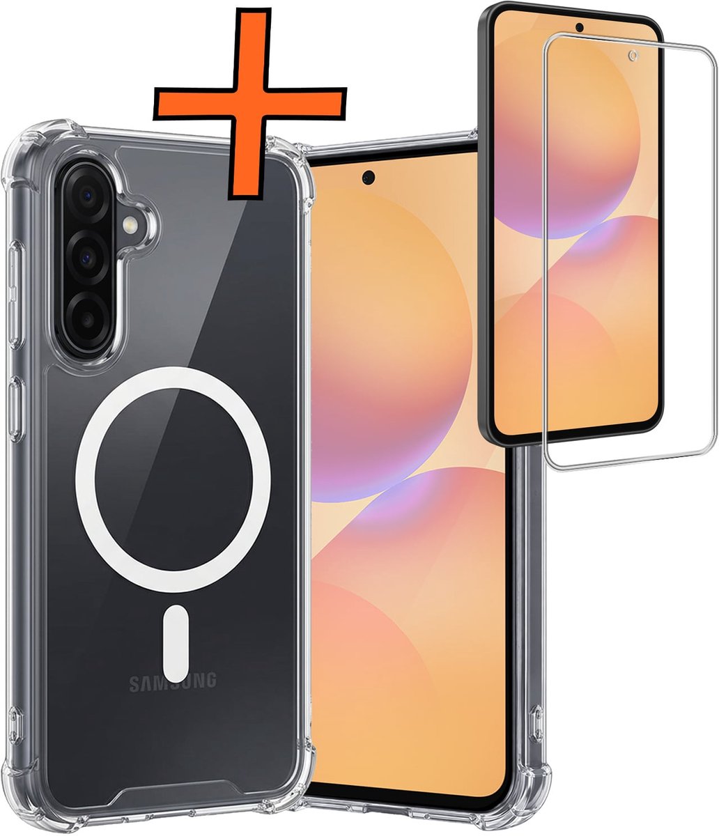 Hoes - Met Screenprotector - Geschikt voor Samsung Galaxy A36 - Magsafe Compatible - Sterk & Shockproof - Back Cover - Shock Proof Case - Telefoon Hoes - Transparant