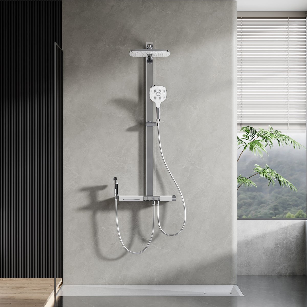 HOROW Regendouche - 30cm Hoofddouche - Waterbesparend - Inclusief thermostaatkraan - Chroom