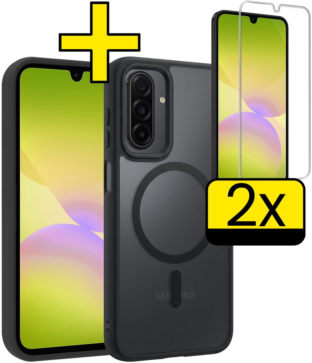 Hoesje - Met 2x Screenprotector - Geschikt voor Samsung Galaxy A26 - Magsafe Compatible - Sterk & Shockproof - Back Cover - Shock Proof Case - Telefoon Hoes - Telefoonhoesjes - Zwart