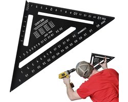 Speed Square - Meetlat Vierkant - Hout Bewerken - Precisie Aluminiumlegering - 26.5 cm - Zilver