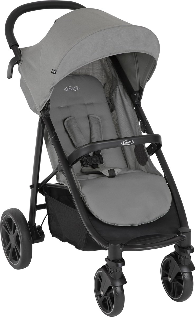 SnelShoppen - Graco EeZeFold Sportwagen met Slim Vouwmechanisme, Geschikt van Geboorte tot 3 Jaar (0-15 kg), Inclusief Regenhoes, Grijs, Steeple Gray