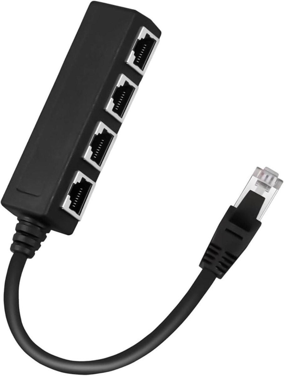 Netwerk Splitter - Ethernet Adapter - Internet Delen - 1 naar 4 Poorten - 20 cm - Wit