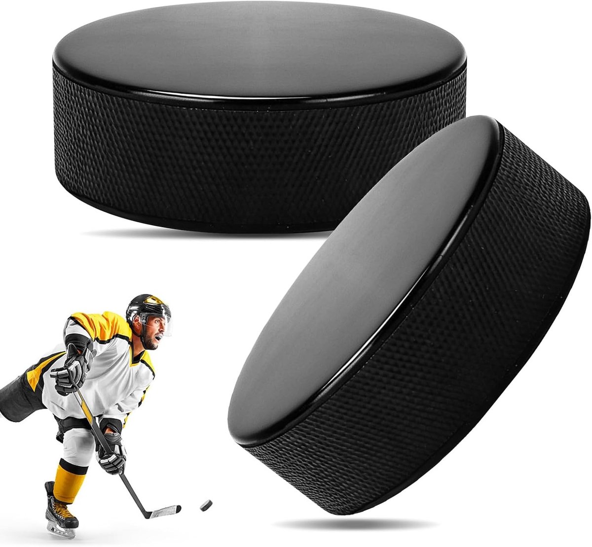 Massieve rubber ijshockeypucks 7,5 cm - Duurzame oefenpucks voor volwassenen met wrijvingsarm oppervlak voor nauwkeurige training en schieten