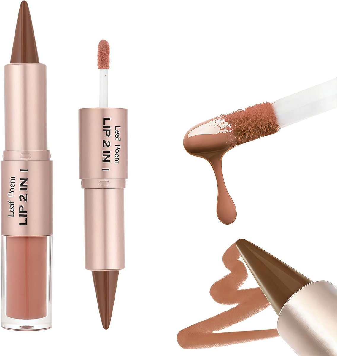2-in-1 Lippen Set met Dubbelzijdige Lipliner en Samt-Matte Lippenstift, Langdurige en Highly Pigmented Formule, Vegan en Dierproefvrij voor Perfecte Lippenlook