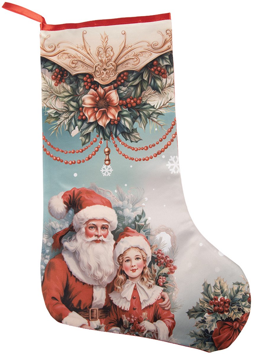Clayre & Eef Kerstsokken Blauw Synthetisch
