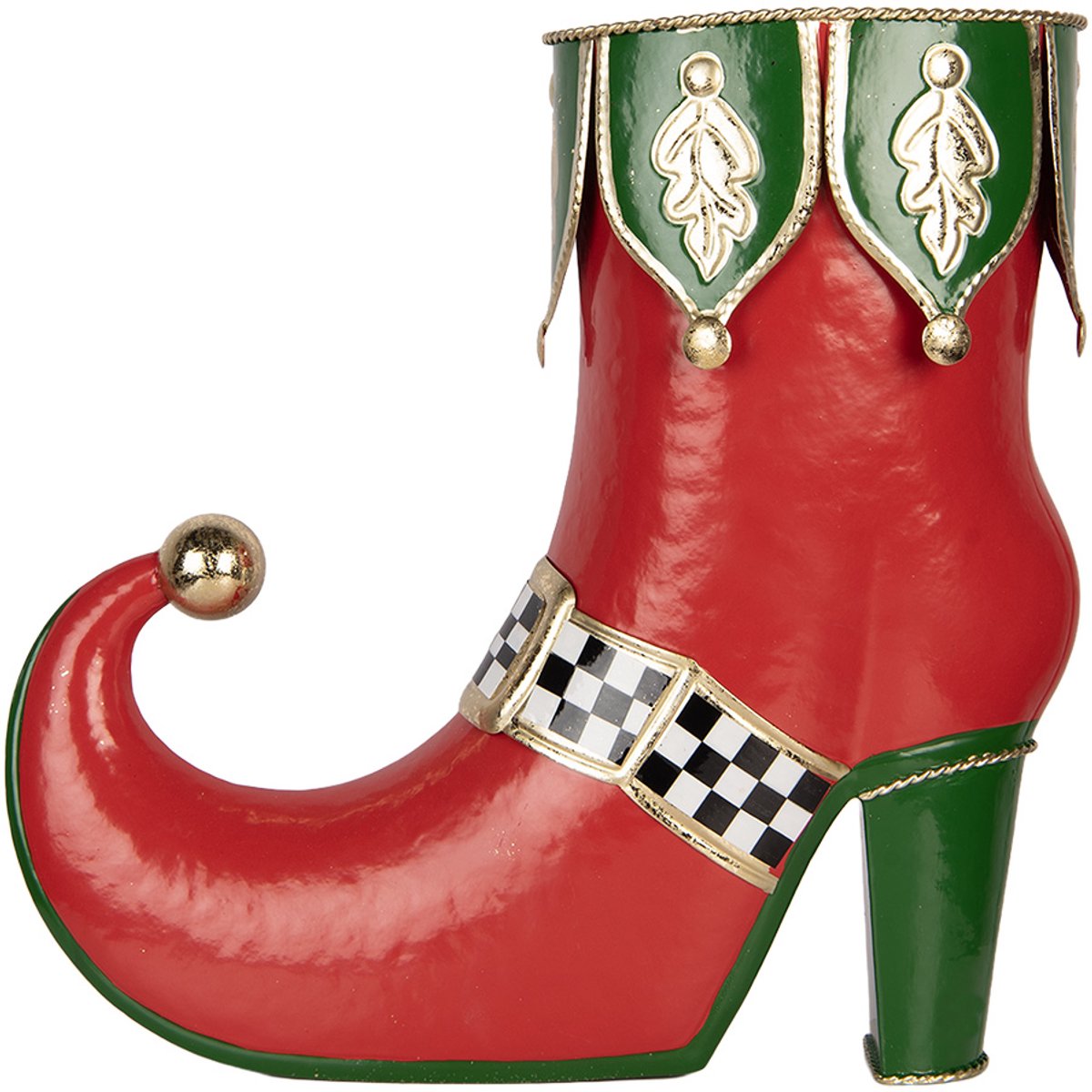 Clayre & Eef Kerstdecoratie Beeld Laars 41x16x39 cm Rood Metaal