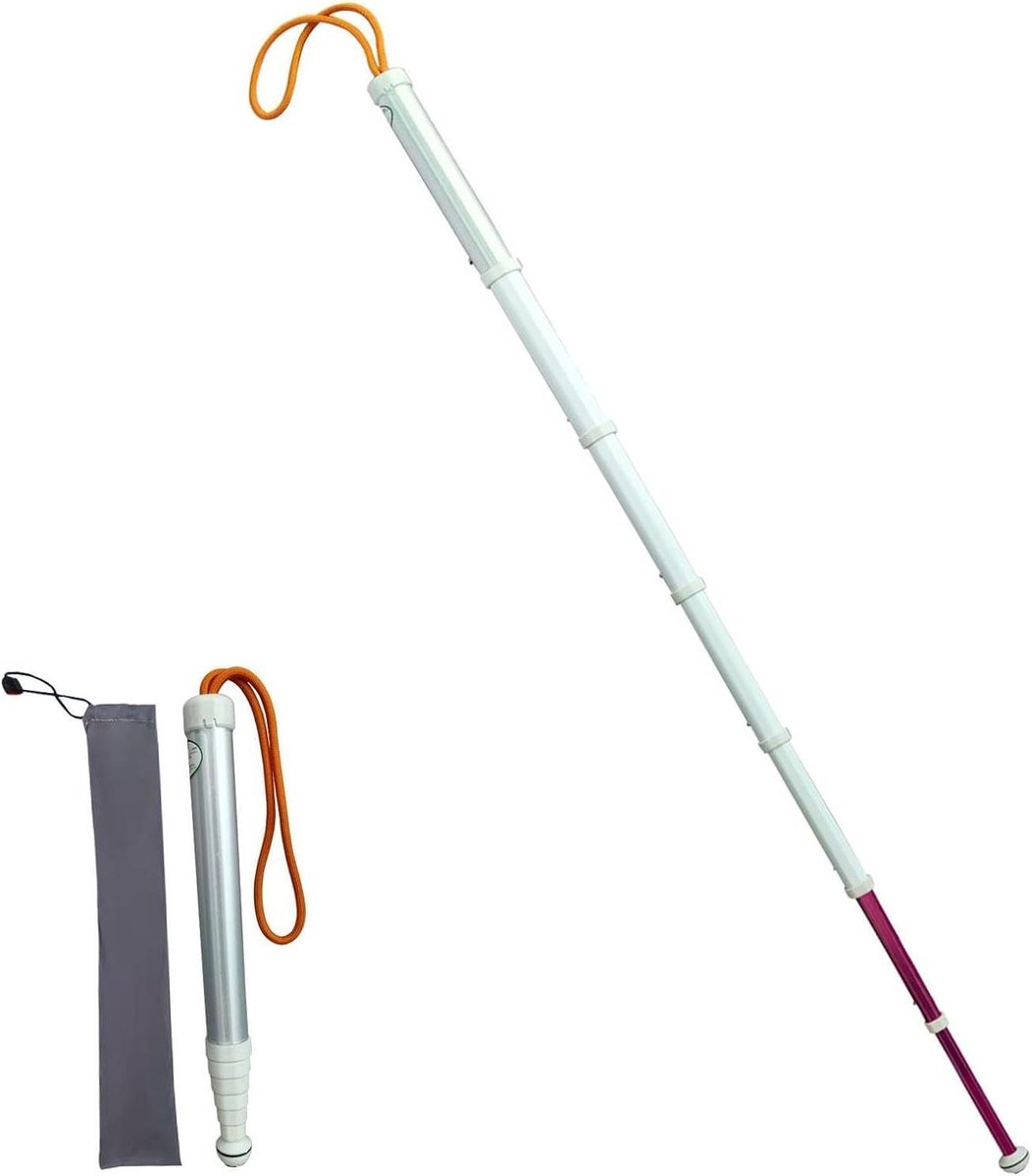 Opvouwbare blindenstok - Geleidestok zilver - Veilig lopen - 7 secties telescopisch - 125 cm - Zilver