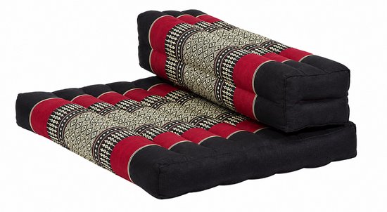 Fine Asianliving Thais Kussen Meditatie Mat Yoga Blok Uitklapbaar 50x75x12cm Kapok Rood Meditatie Mat Matras van Fine Asianliving — afbeelding 5